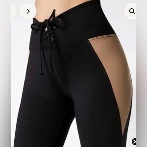 Year of Ours football  Black and Tan Two-Tone Leggings size medium